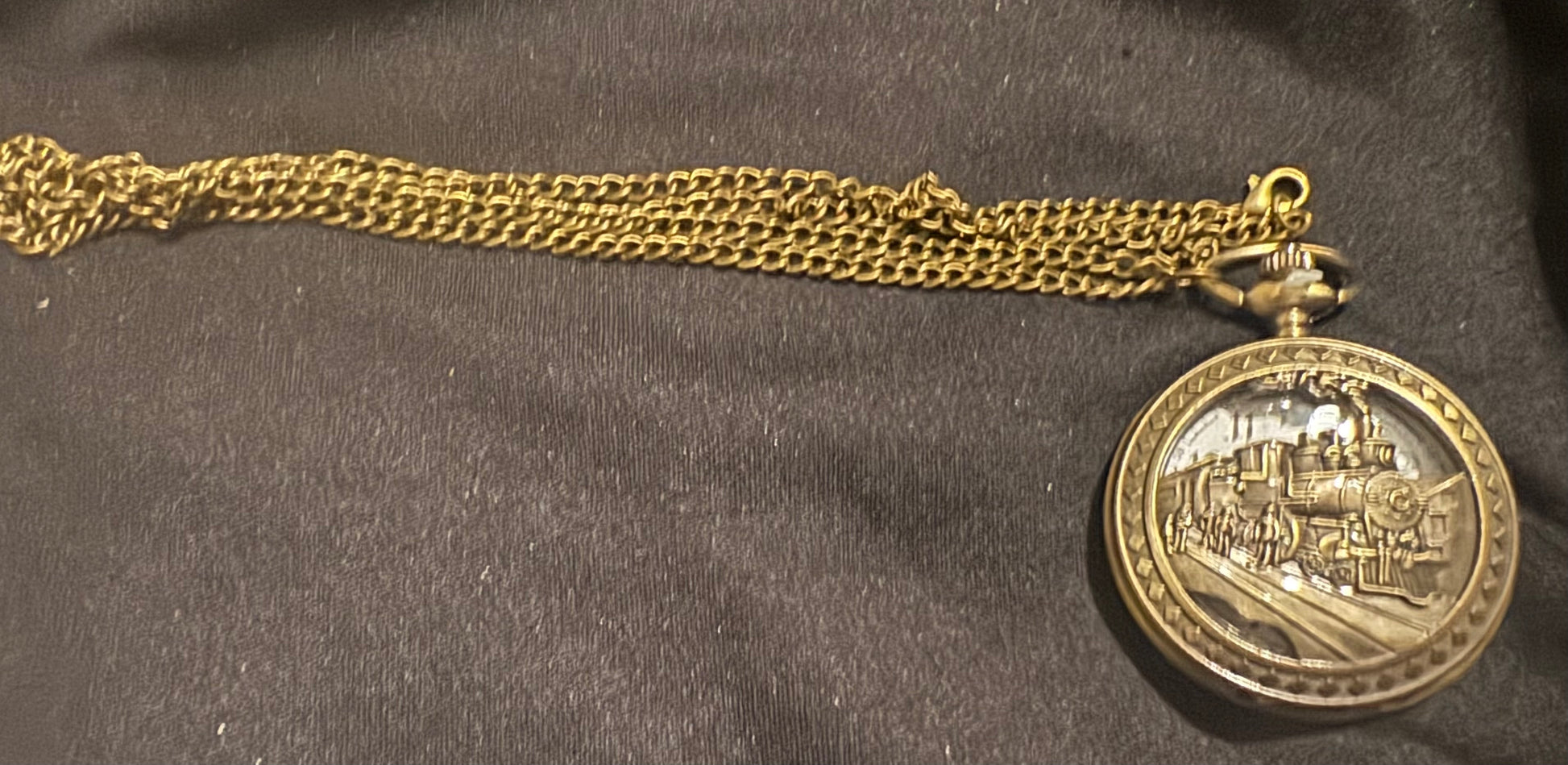 Vintage Steam Engine Pocket Watch