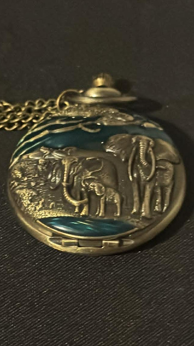 Indian elephant full size pocket watch
